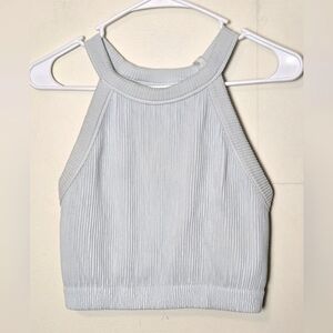 Aerie Ribbed Racerback Athleisure High Neck Cropped Sports Bra‎ Tank, Large